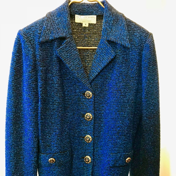 Vintage St John 2pc women's suit royal blue/black - Picture 4 of 8